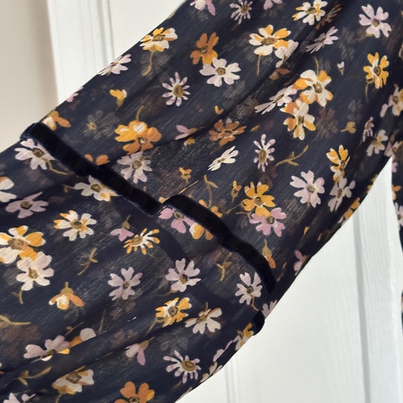 Women's Madewell Velvet-Trimmed Square-Neck Top Petal Party Blue Dark Size XXL - Picture 5 of 10